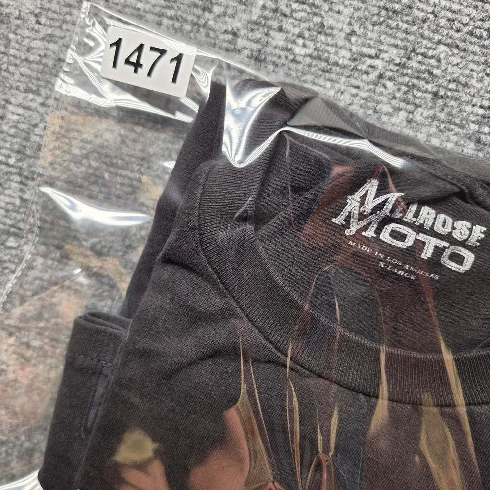Melrose Moto Gasoline Dreams Los Angeles Motorcycle T-Shirt Mens XL Black Double